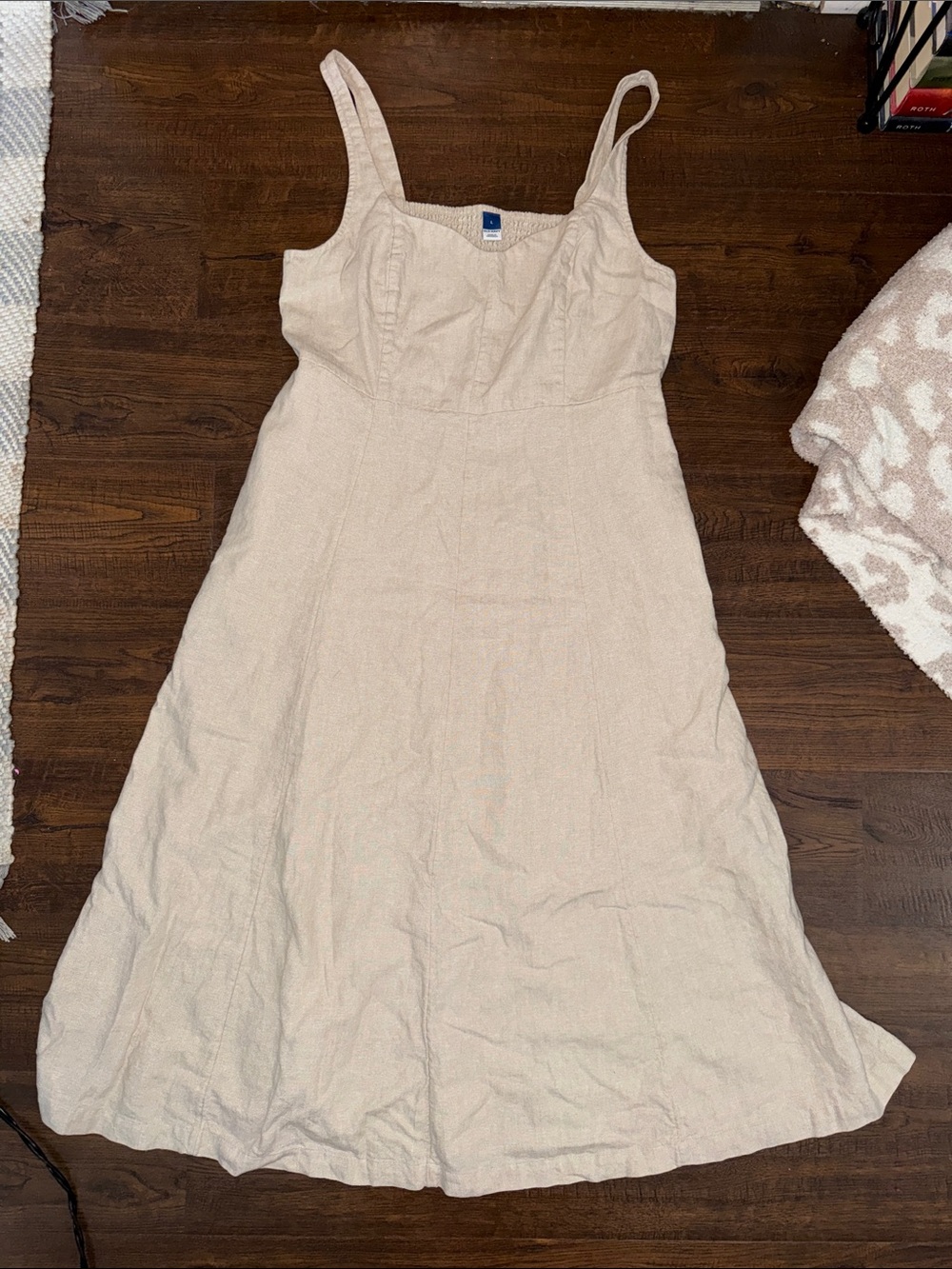 Old Navy Fit & Flare Linen Blend Midi Dress